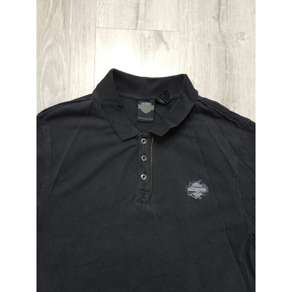 Vintage‎ Harley Davidson Short Sleeve Polo Shirt 1/4 Button Mens Medium - Picture 3 of 8